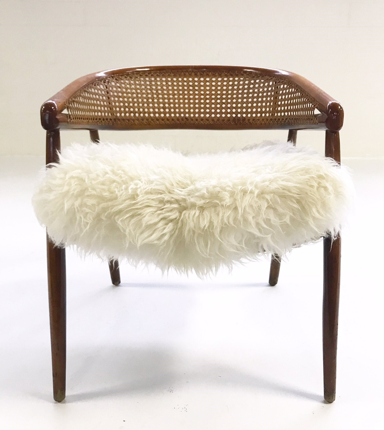 Caned Back Armchairs in Brazilian Sheepskin