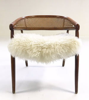 Caned Back Armchairs in Brazilian Sheepskin