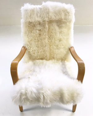 Thonet Bentwood Lounge Chairs in New Zealand Sheepskin