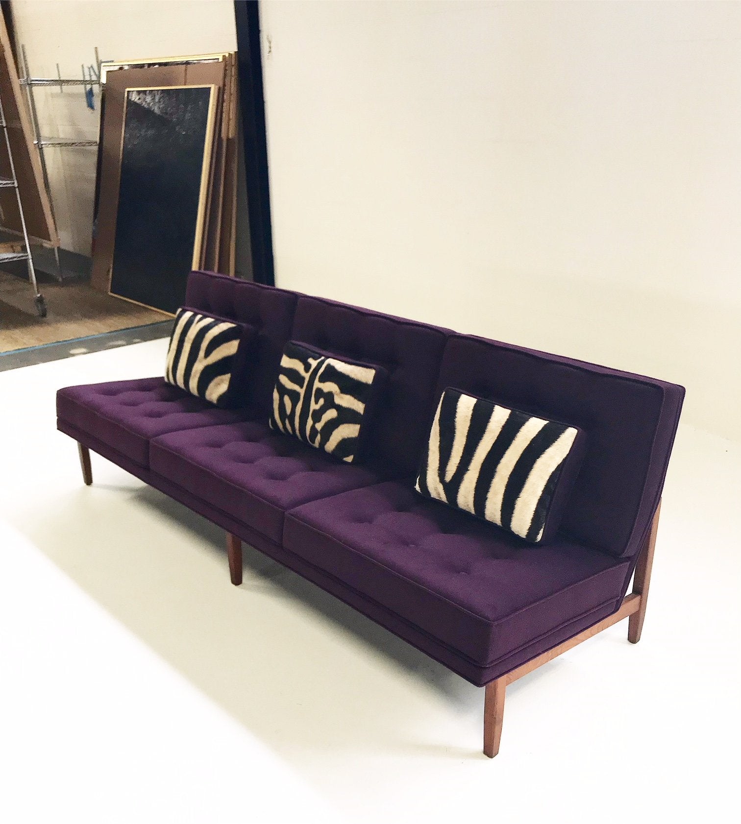 Florence Knoll Sofa in Loro Piana Aubergine Cashmere