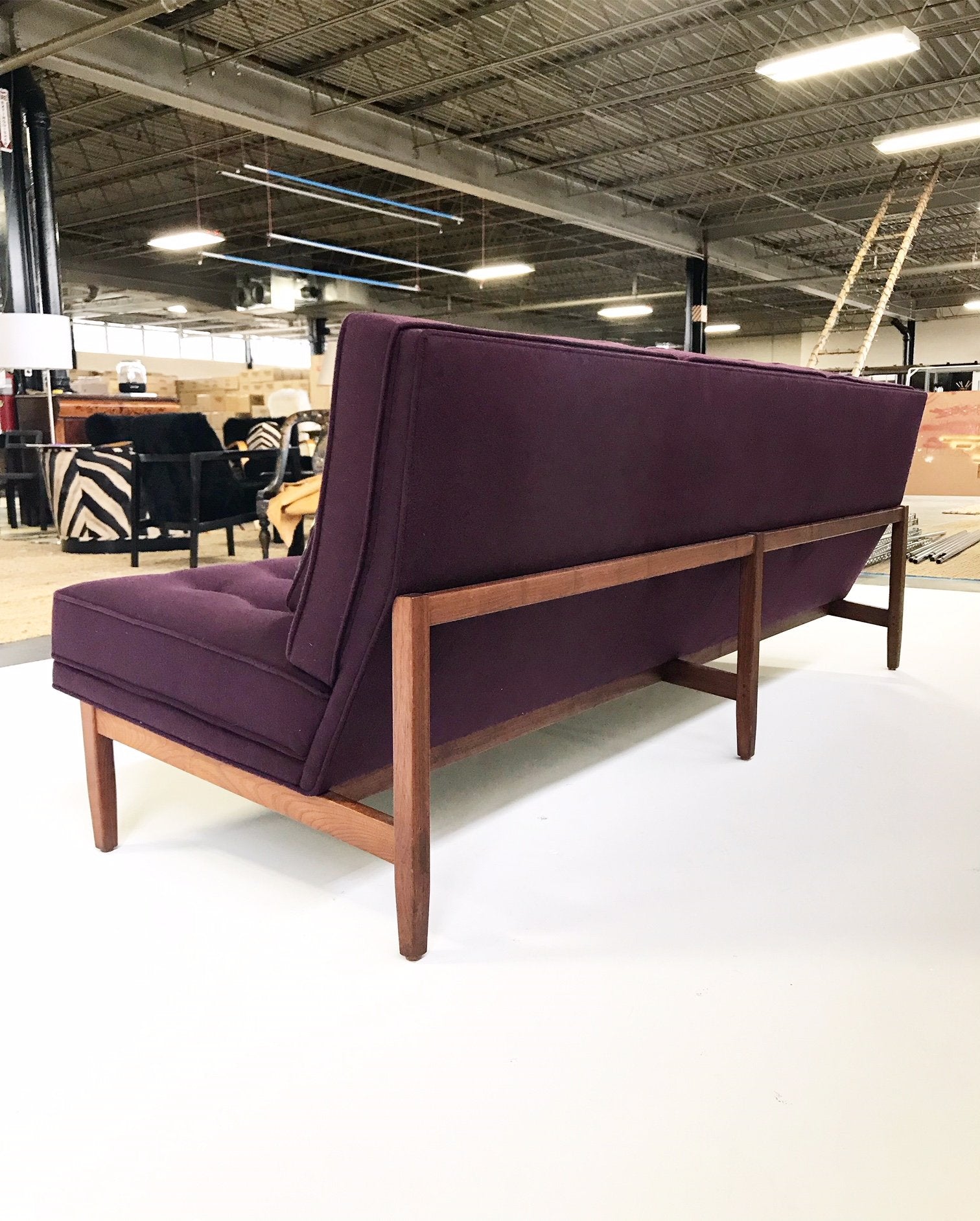 Florence Knoll Sofa in Loro Piana Aubergine Cashmere