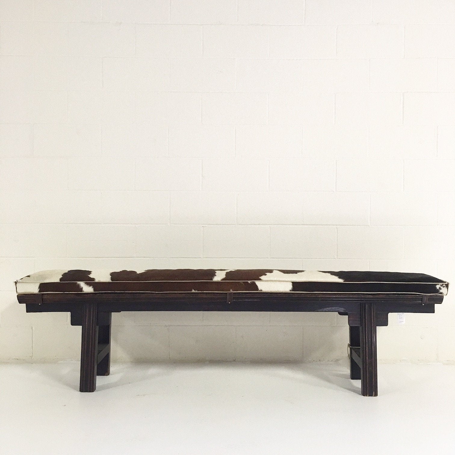 Chinese Altar Bench with Brazilian Cowhide Cushion