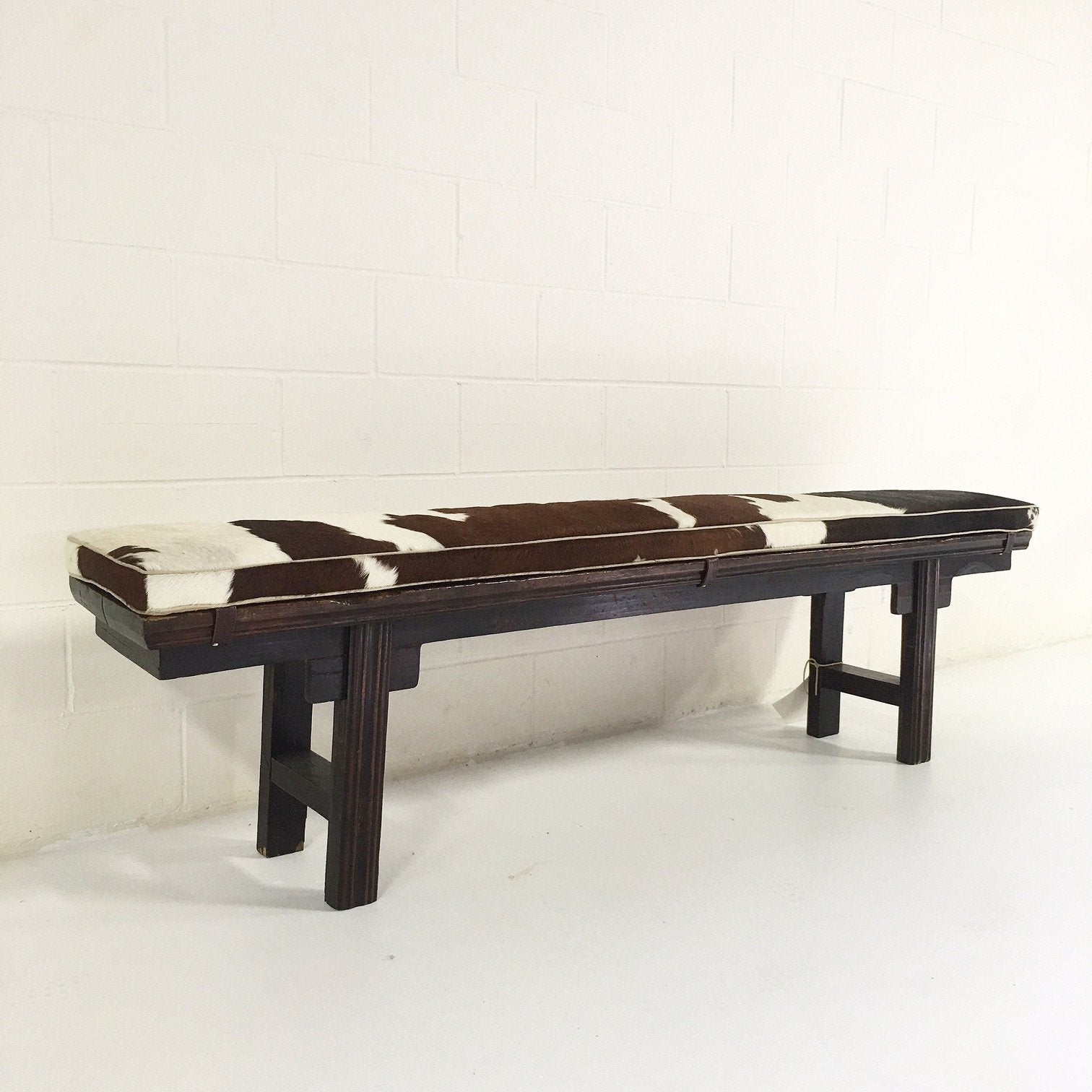 Chinese Altar Bench with Brazilian Cowhide Cushion