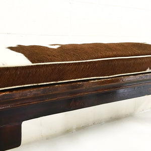 Chinese Altar Bench with Brazilian Cowhide Cushion