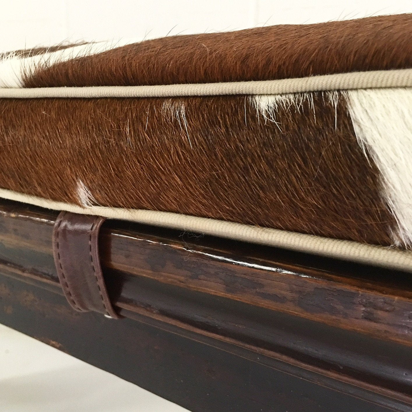 Chinese Altar Bench with Brazilian Cowhide Cushion