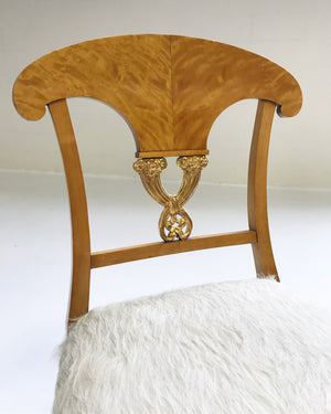 Circa 1820 Satin Birch Biedermeier Chairs in Brazilian Cowhide