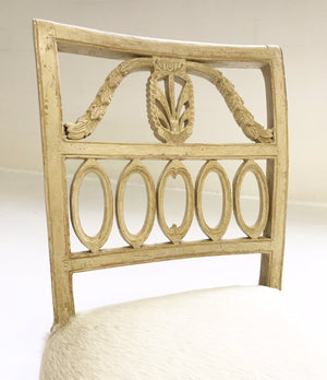 18th Century Swedish Painted Side Chairs in Brazilian Cowhide