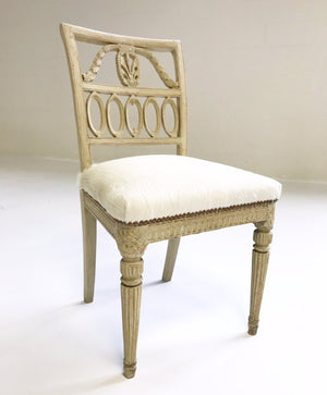 18th Century Swedish Painted Side Chairs in Brazilian Cowhide