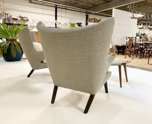 Important Pair of Hans Wegner for A.P. Stolen Papa Bear Chairs with Ottomans