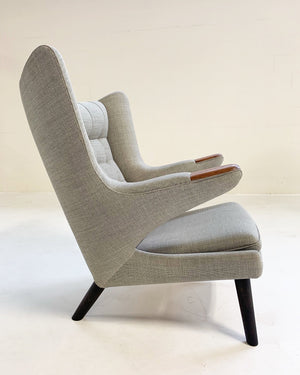 Important Pair of Hans Wegner for A.P. Stolen Papa Bear Chairs with Ottomans