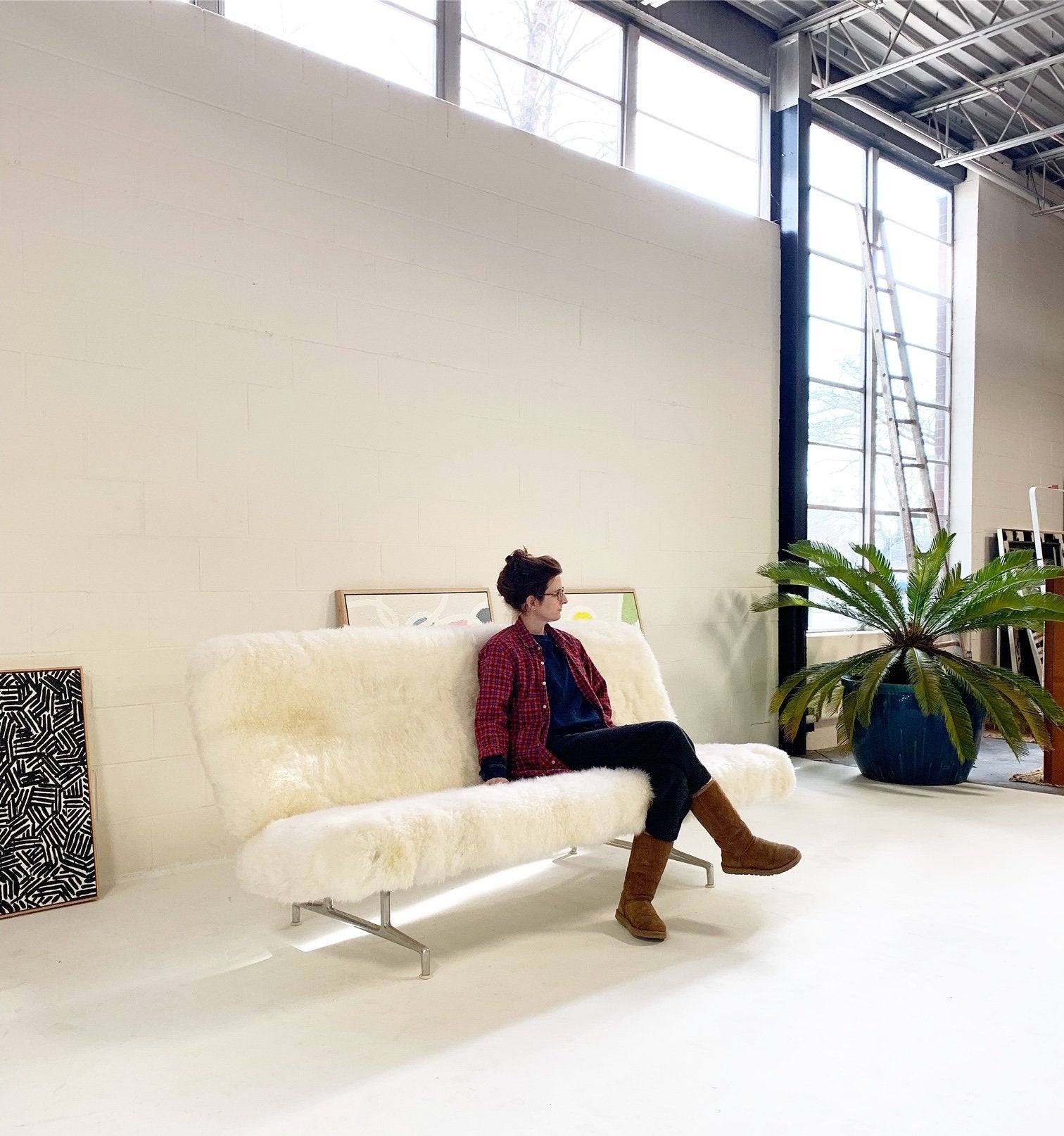 Charles and Ray Eames for Herman Miller Model 3473 Sofa, in Brazilian Sheepskin