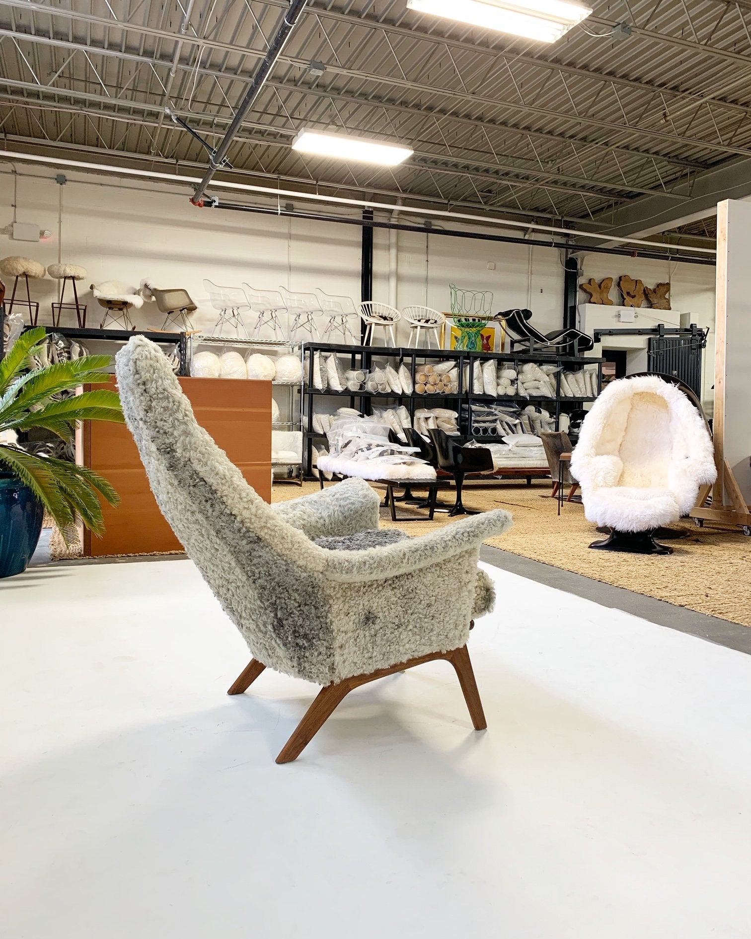 Adrian Pearsall for Craft Associates 1611 C Chair in Gotland Sheepskin