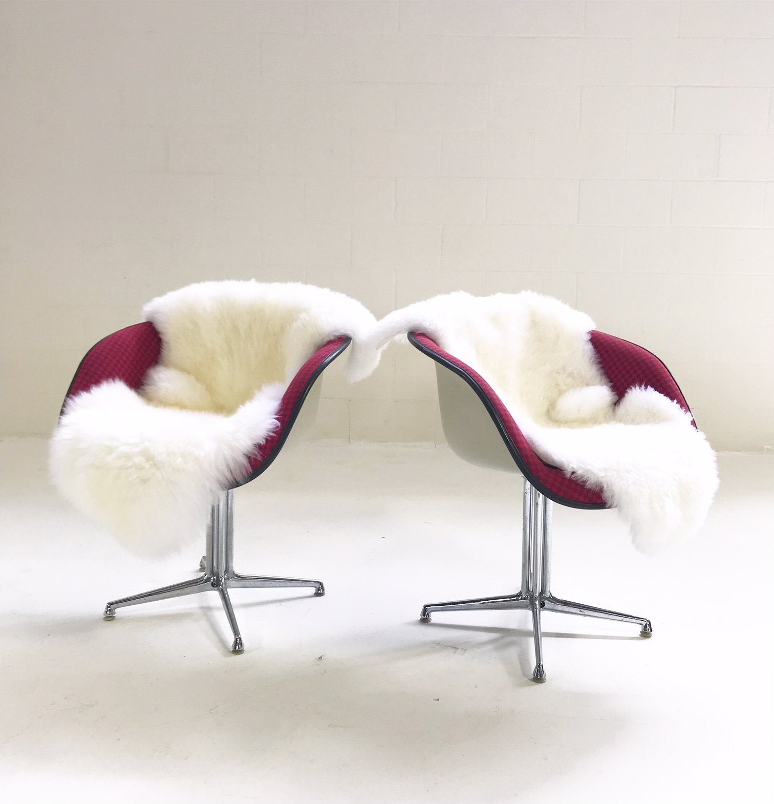 c. 1961 Charles and Ray Eames for Herman Miller La Fonda Chairs with Sheepskins