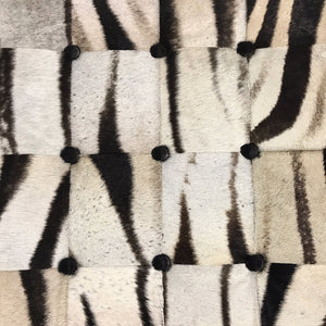 Pair of Barcelona Style Ottomans in Patchwork Zebra Hide