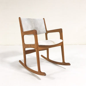 Benny Linden Teak Rocking Chair in Brazilian Calfskin