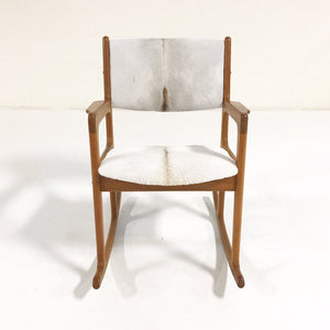 Benny Linden Teak Rocking Chair in Brazilian Calfskin