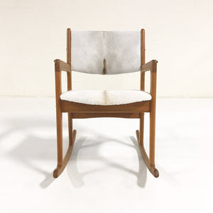 Benny Linden Teak Rocking Chair in Brazilian Calfskin