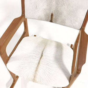 Benny Linden Teak Rocking Chair in Brazilian Calfskin