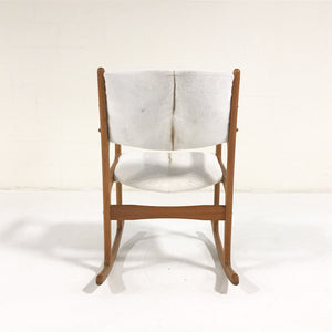 Benny Linden Teak Rocking Chair in Brazilian Calfskin