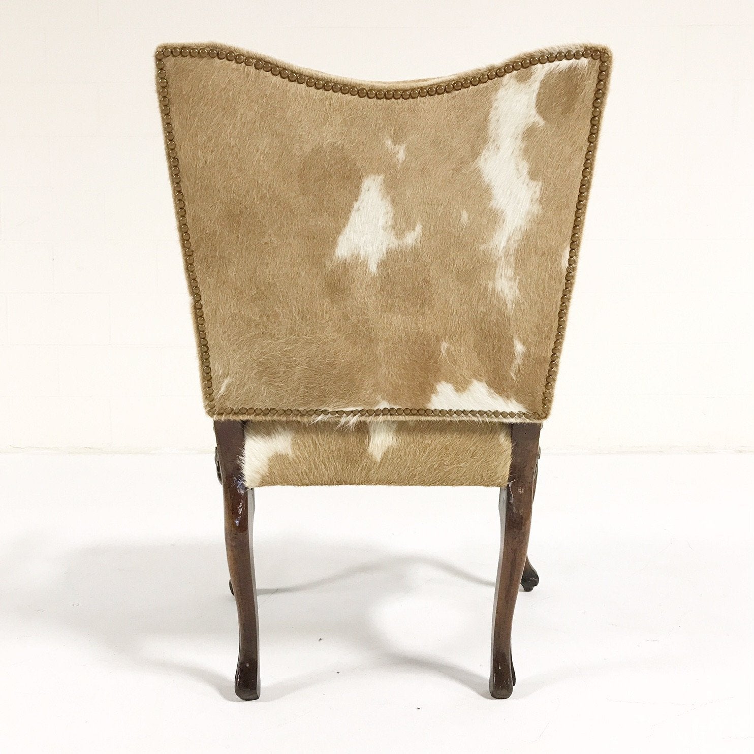 Circa 1770 Italian Walnut Armchair in Brazilian Cowhide