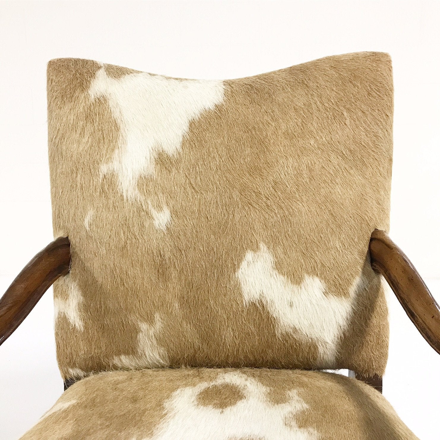 Circa 1770 Italian Walnut Armchair in Brazilian Cowhide