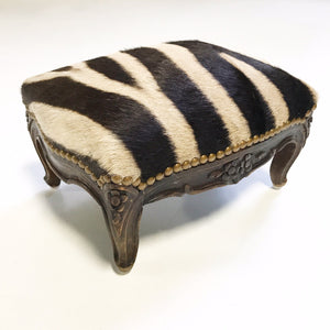 Footstool Ottoman in Zebra Hide