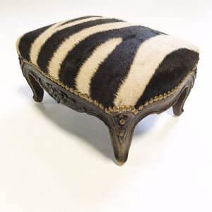 Footstool Ottoman in Zebra Hide