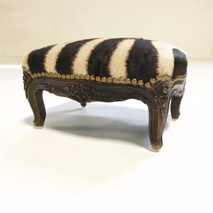 Footstool Ottoman in Zebra Hide