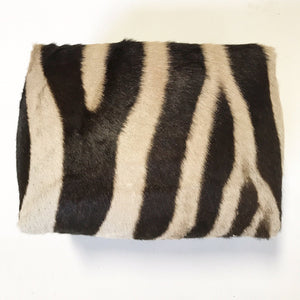 Footstool Ottoman in Zebra Hide