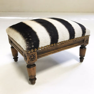 Footstool Ottoman in Zebra Hide