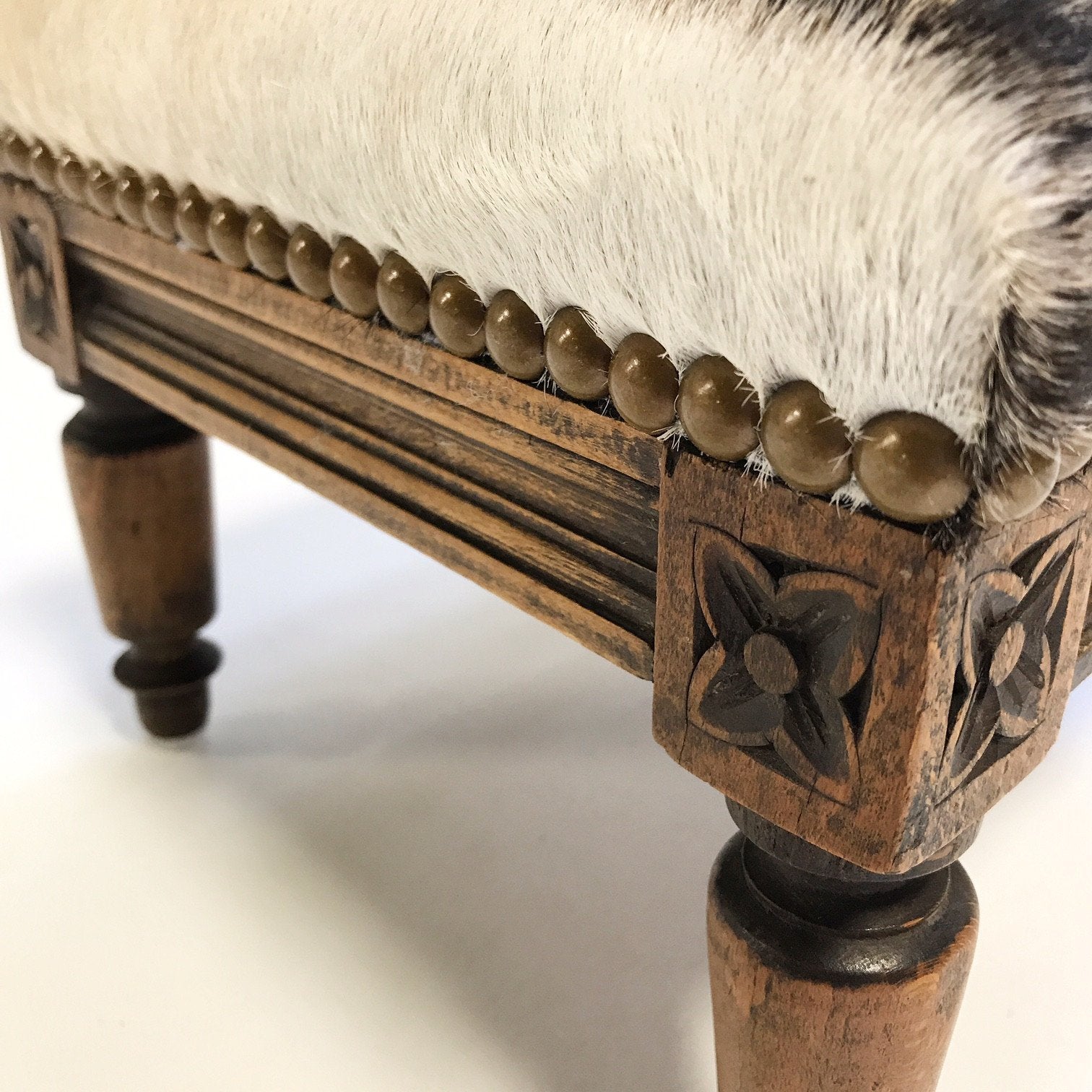 Footstool Ottoman in Zebra Hide