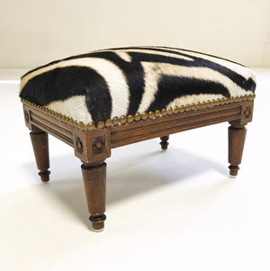 Footstool Ottoman in Zebra Hide