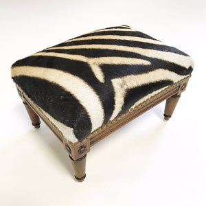 Footstool Ottoman in Zebra Hide