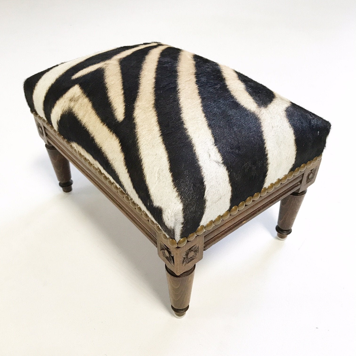 Footstool Ottoman in Zebra Hide