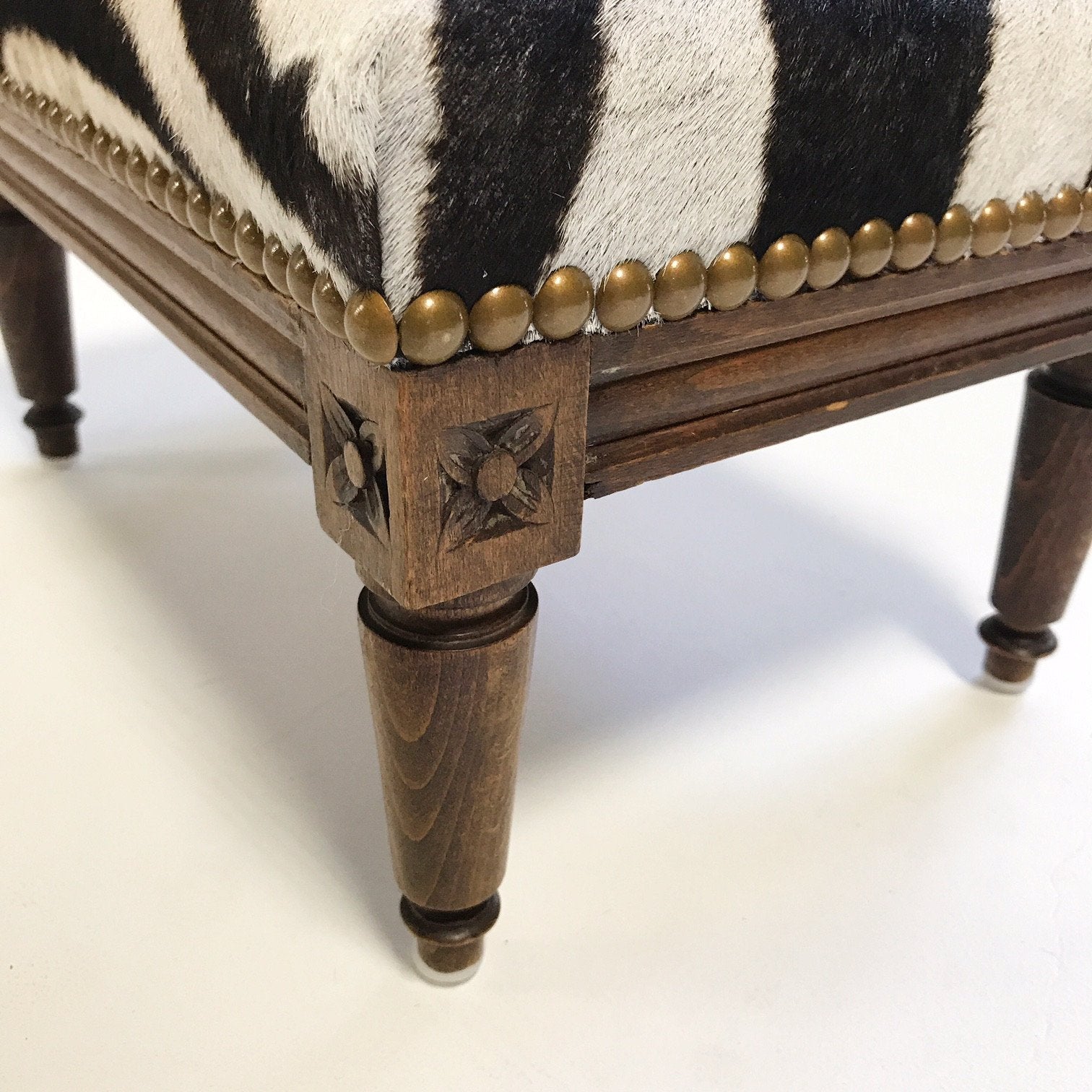Footstool Ottoman in Zebra Hide