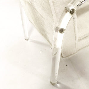 Charles Hollis Jones Lucite Armchairs in Ivory Brazilian Cowhide