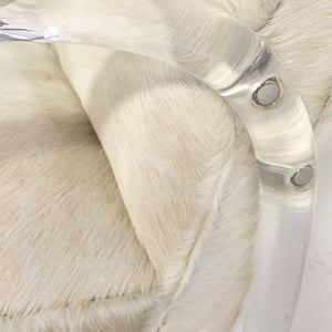 Charles Hollis Jones Lucite Armchairs in Ivory Brazilian Cowhide