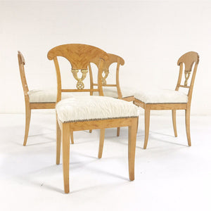 Circa 1820 Biedermeier Chairs in Ivory Brazilian Cowhide - Set of Four
