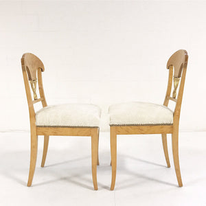 Circa 1820 Biedermeier Chairs in Ivory Brazilian Cowhide - Set of Four