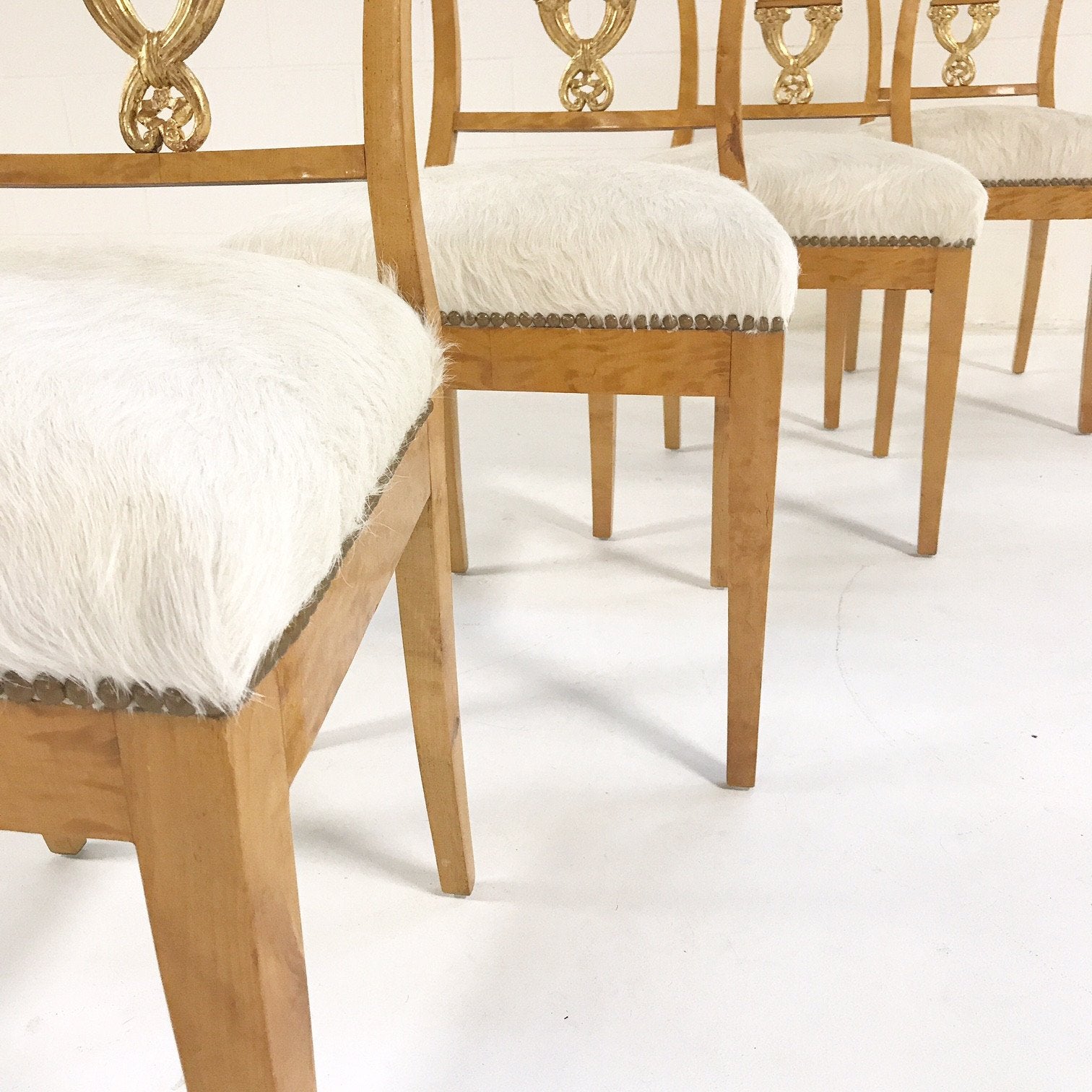 Circa 1820 Biedermeier Chairs in Ivory Brazilian Cowhide - Set of Four