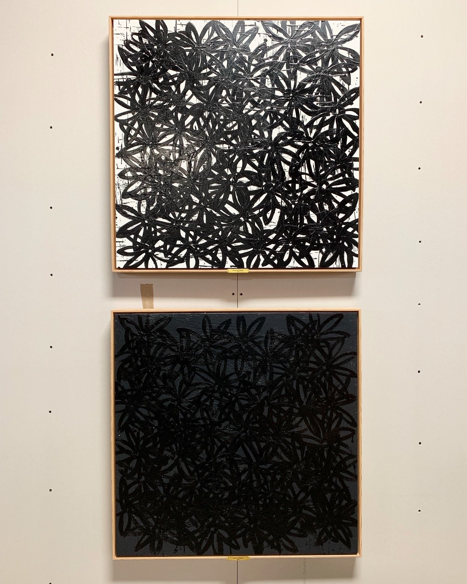 John O'Hara. Daisies, Black and White. 31x31" Pair