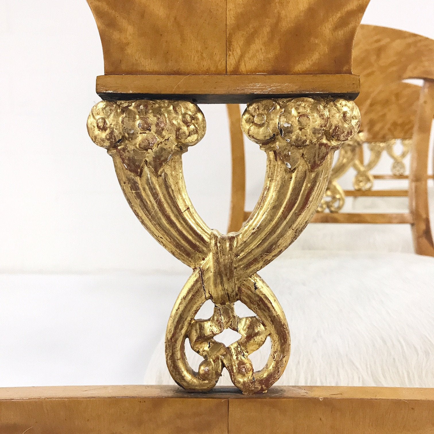 Circa 1820 Satin Birch Biedermeier Chairs in Brazilian Cowhide