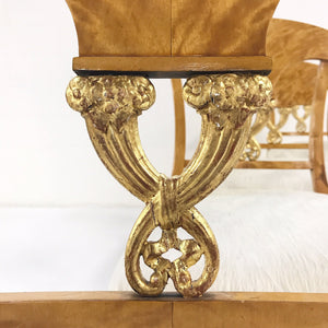 Circa 1820 Satin Birch Biedermeier Chairs in Brazilian Cowhide