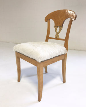 Circa 1820 Satin Birch Biedermeier Chairs in Brazilian Cowhide