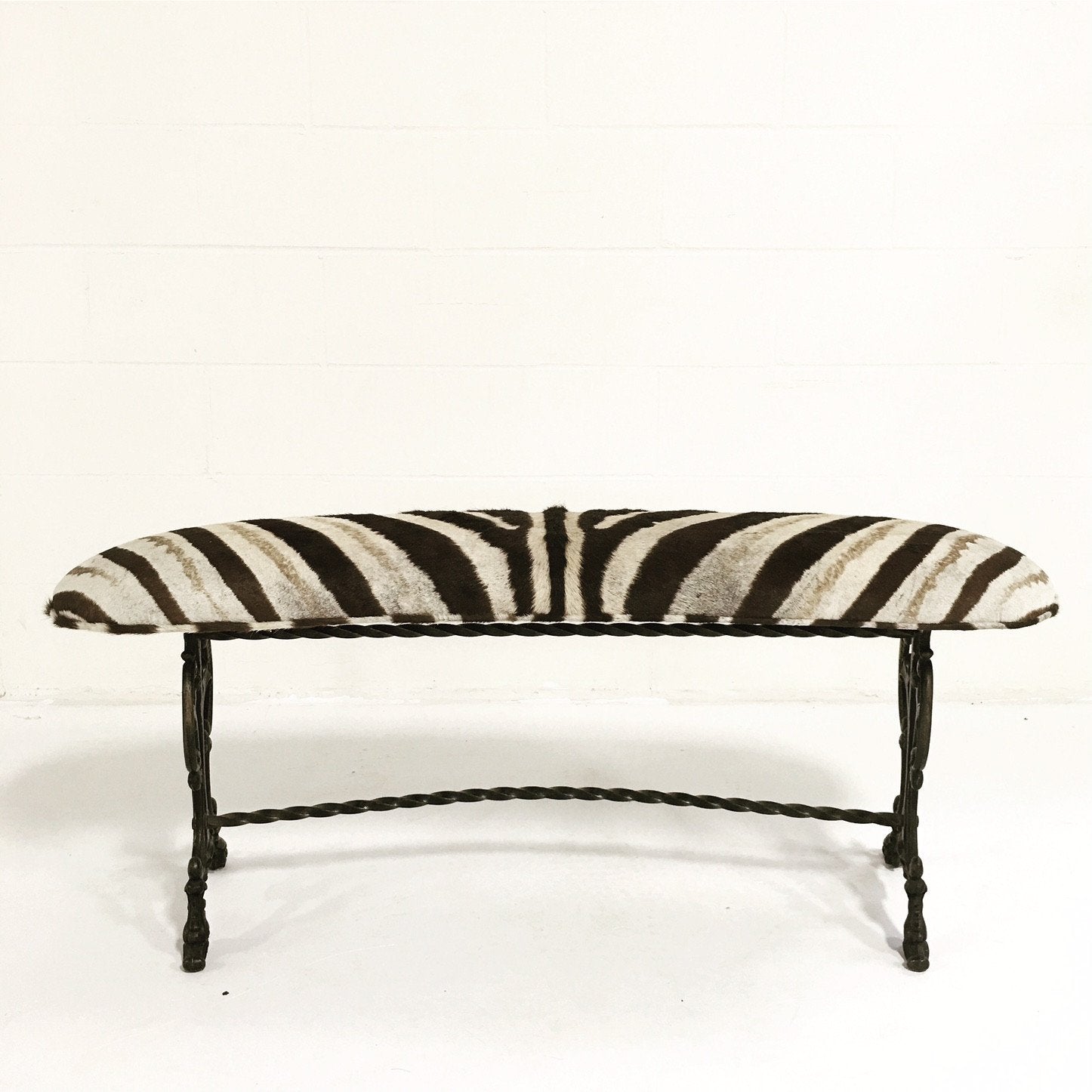 Victorian Iron Bench in Zebra Hide