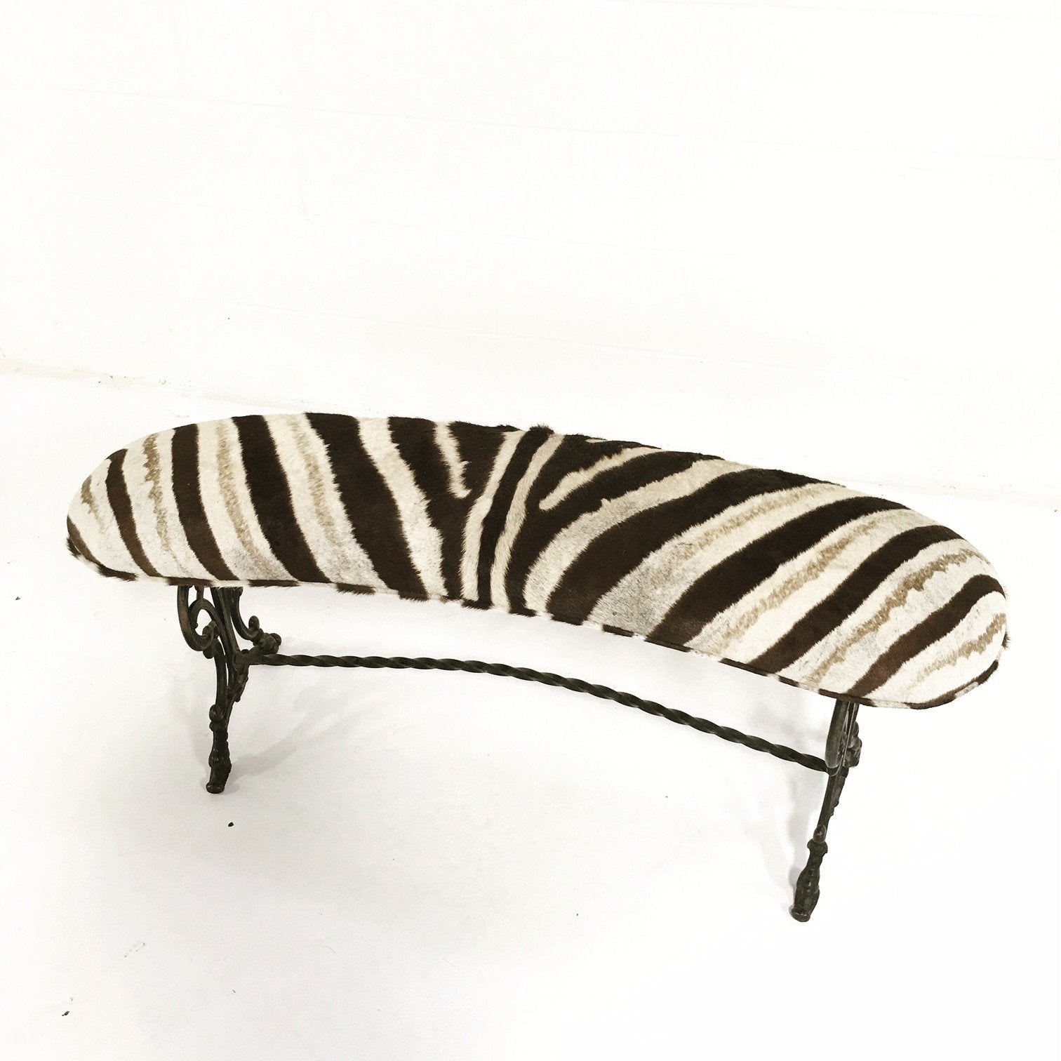 Victorian Iron Bench in Zebra Hide