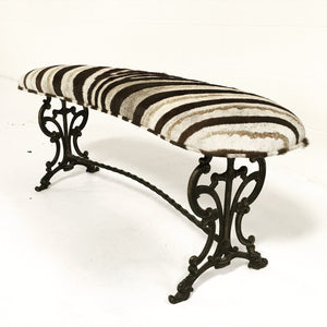 Victorian Iron Bench in Zebra Hide