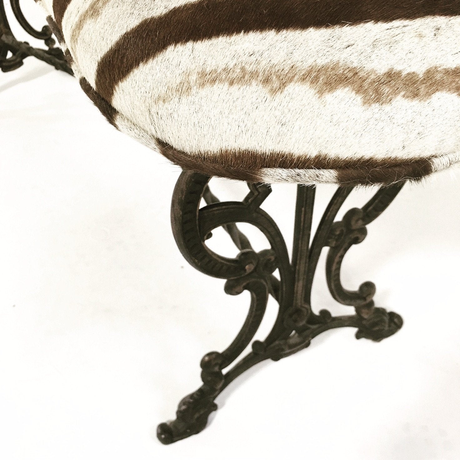 Victorian Iron Bench in Zebra Hide