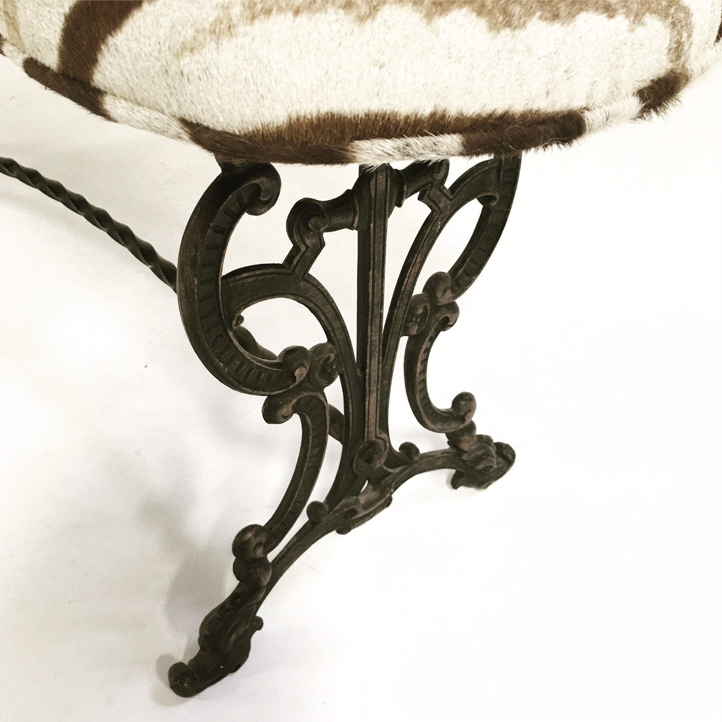 Victorian Iron Bench in Zebra Hide