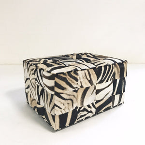 Large Ottoman in Patchwork Zebra Hide